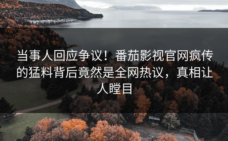 当事人回应争议！番茄影视官网疯传的猛料背后竟然是全网热议，真相让人瞠目