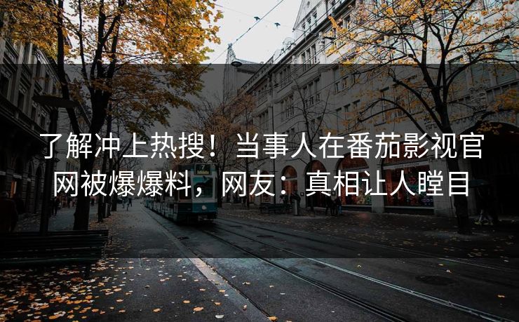 了解冲上热搜！当事人在番茄影视官网被爆爆料，网友：真相让人瞠目