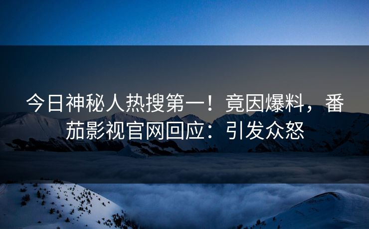 今日神秘人热搜第一！竟因爆料，番茄影视官网回应：引发众怒