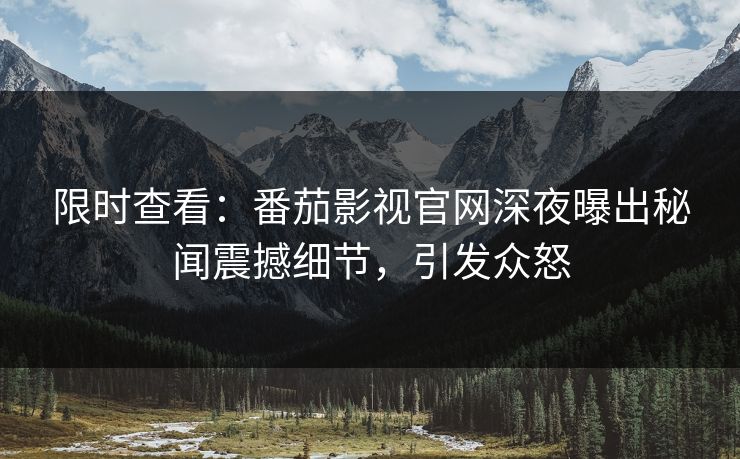 限时查看：番茄影视官网深夜曝出秘闻震撼细节，引发众怒