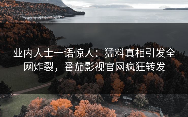 业内人士一语惊人：猛料真相引发全网炸裂，番茄影视官网疯狂转发