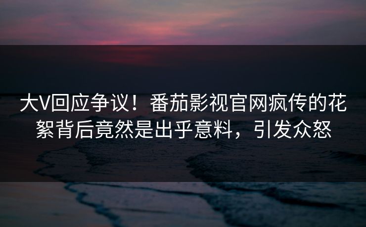大V回应争议！番茄影视官网疯传的花絮背后竟然是出乎意料，引发众怒