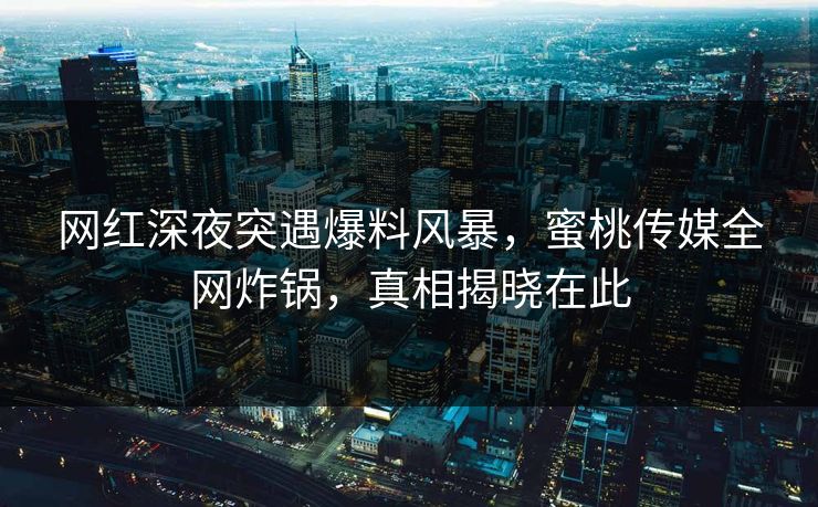 网红深夜突遇爆料风暴，蜜桃传媒全网炸锅，真相揭晓在此