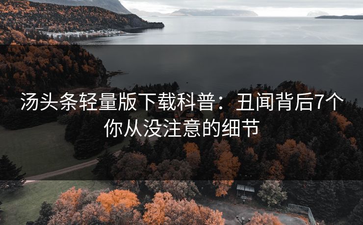 汤头条轻量版下载科普：丑闻背后7个你从没注意的细节